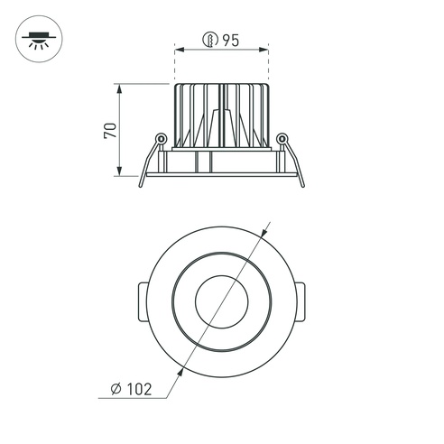 Светильник MS-FORECAST-BUILT-TURN-R102-12W Warm3000 (WH-BK, 32 deg, 230V) (Arlight, IP20 Металл, 5 лет)