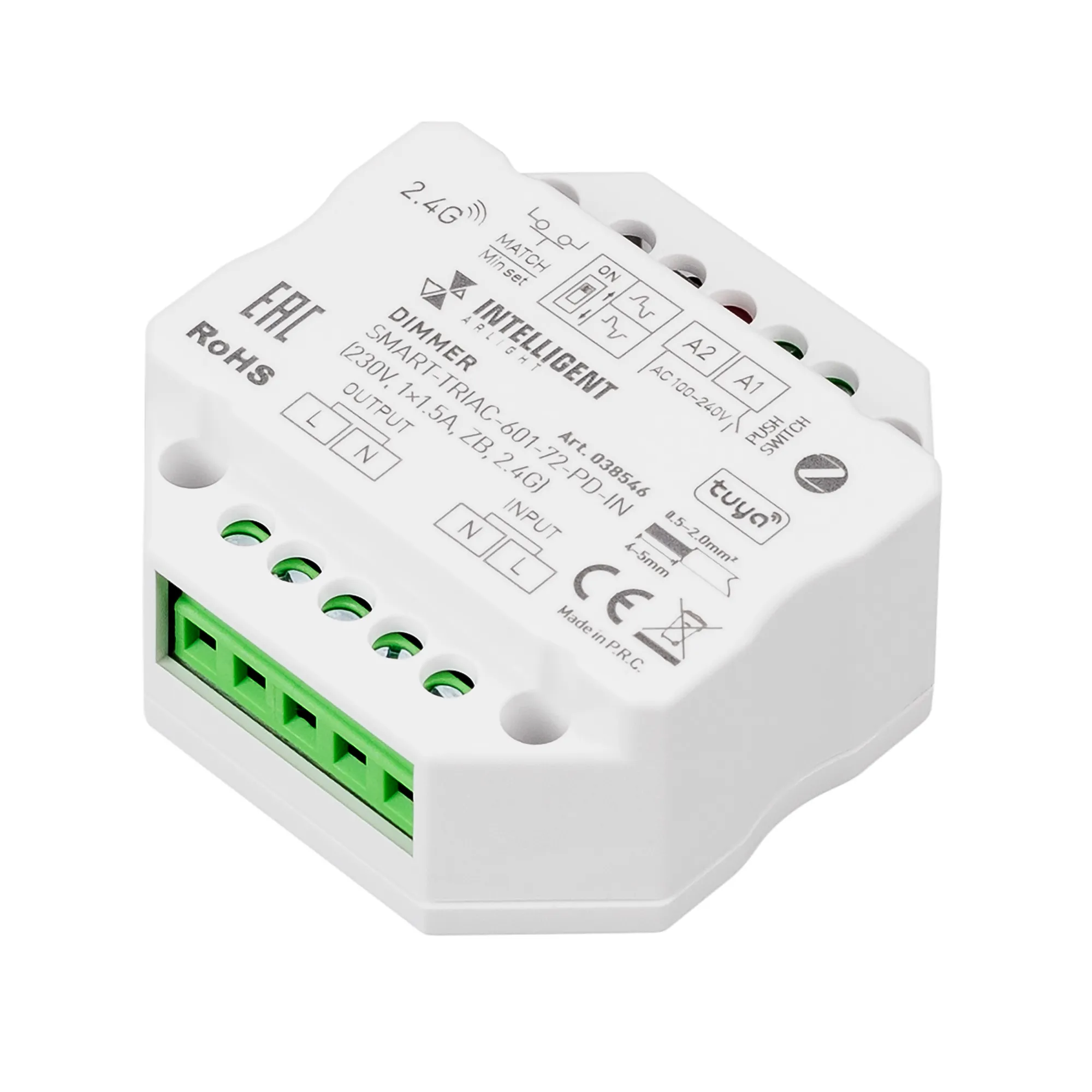 INTELLIGENT ARLIGHT Диммер SMART-TRIAC-601-72-PD-IN (230V, 1x1.5A, ZB, 2.4G) (IARL, IP20 Пластик, 5 лет) - изображение товара