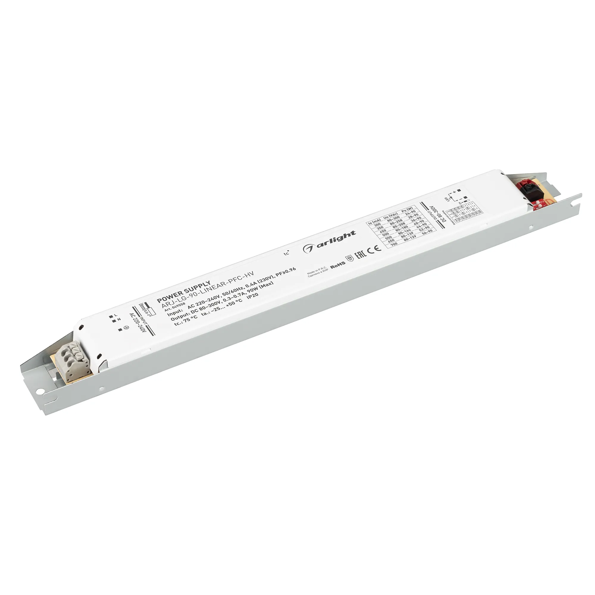 Блок питания ARJ-LG-90-LINEAR-PFC-HV (90W, 80-300V, 0.3-0.7A) (Arlight, IP20 Металл, 5 лет) - изображение товара