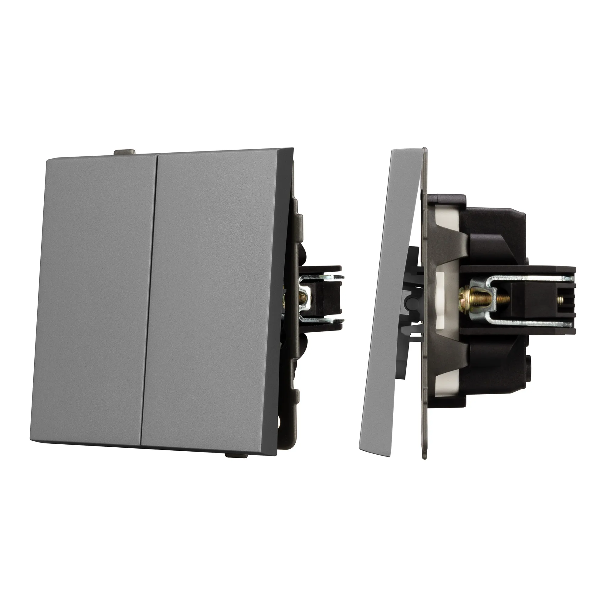 Механизм выключателя двухклавишный непроходной SWT-TENDO-MK02-PL-GR (230V, 10A) (Arlight, -) - изображение товара