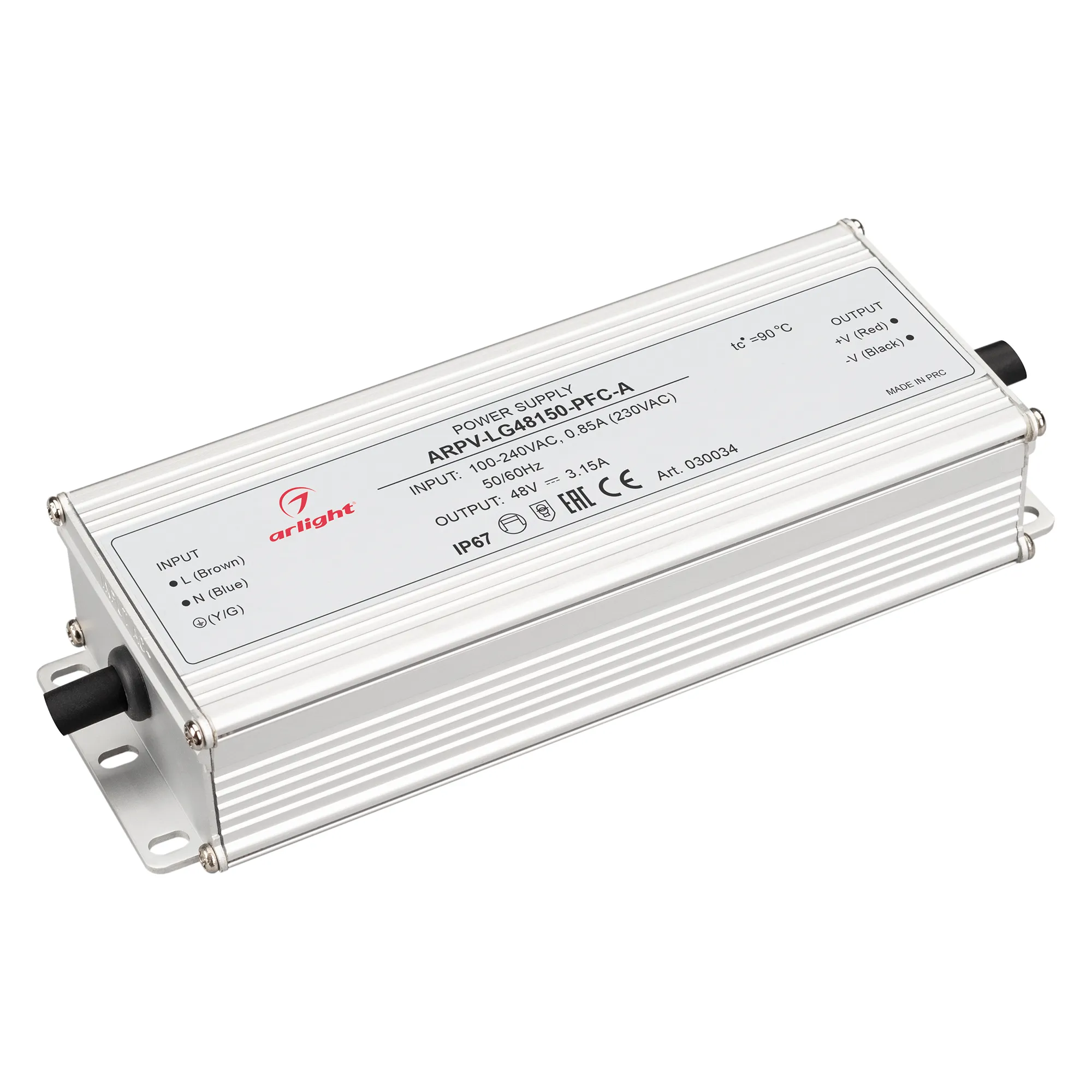 Блок питания ARPV-LG48150-PFC-A (48V, 3.15A, 150W) (Arlight, IP67 Металл, 5 лет) - изображение товара