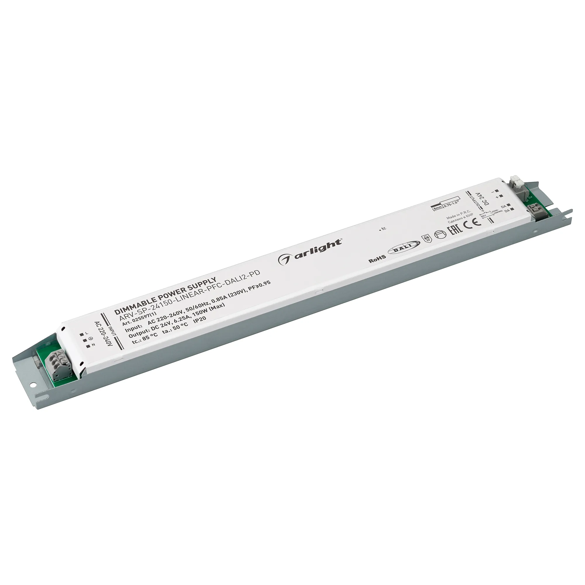 Блок питания ARV-SP-24150-LINEAR-PFC-DALI2-PD (24V, 6.25A, 150W) (Arlight, IP20 Металл, 5 лет) - изображение товара